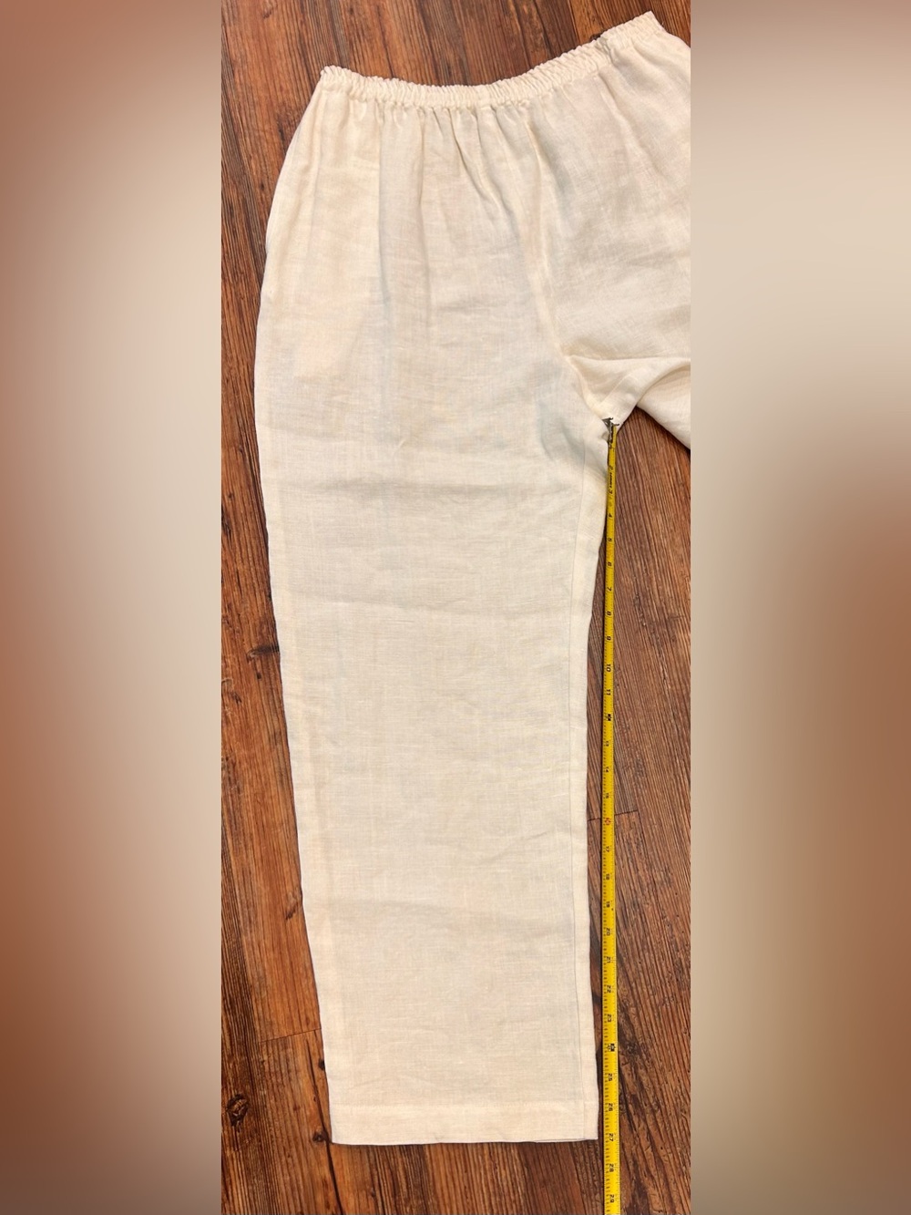 Eskandar 100% Linen Pull-On Wide Leg Pants Ivory England Size 2 - Picture 14 of 16
